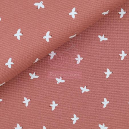 PUNTO WAFFLE PAJAROS ROSA BLUSH