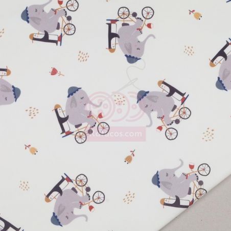 POPELINE ELEFANTE E PINGUIM EM BICICLETA