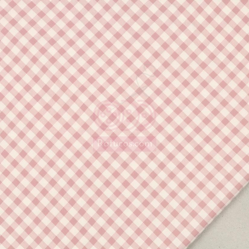 Vichy rosa 0,7 cm algodón cuadros