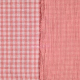 Tela algodón 100% cuadro Vichy color rosa ¡Preciosa!