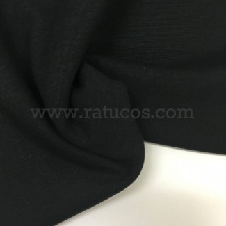 Tela de punto para puños y cinturas, color negro, 95% Algodón y 5% Elastán